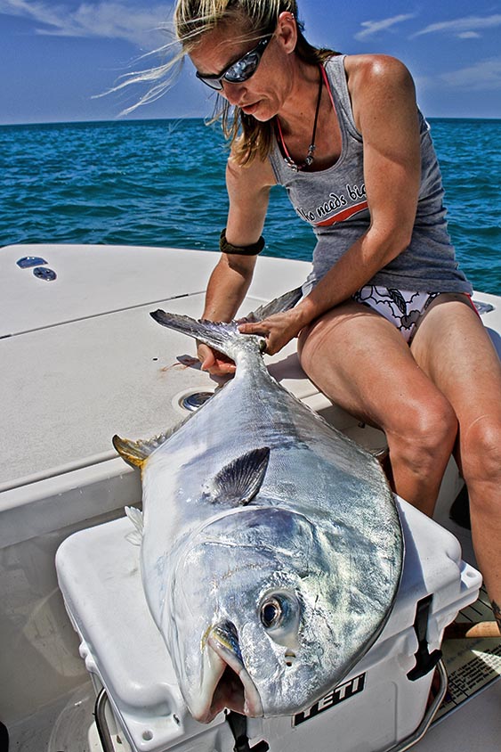 Liz with a giant Permit!